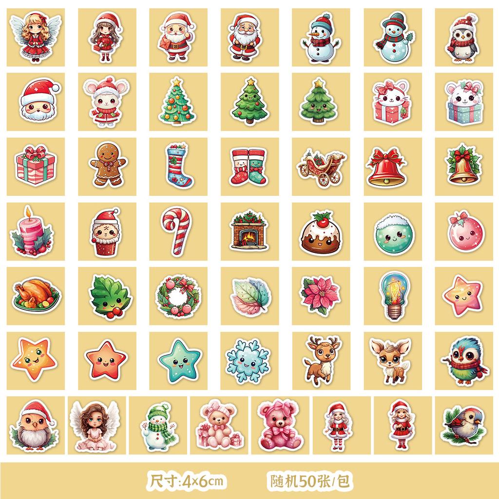 50 New Christmas Series Graffiti Stickers for Water Cups, Skateboards, Mobile Phones, Waterproof Decorative Stickers