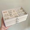 Velvet Stud Earrings Storage Box Three Layer Jewelry Organizer Dust Proof Drawer Design for Accessories Dressing Jewelry Box