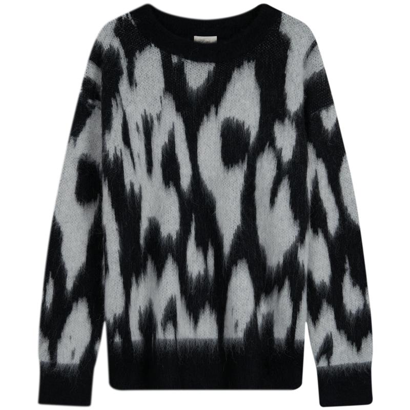 Calvin Klein Wool Blend Zebra Pattern Thick Knit Sweater Women Sweater 44D343G