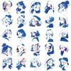 50-Piece Original Blue Line Art Girl Cartoon Stickers - Waterproof Decals for Phone Cases, Guitars, Helmets & Water Cups