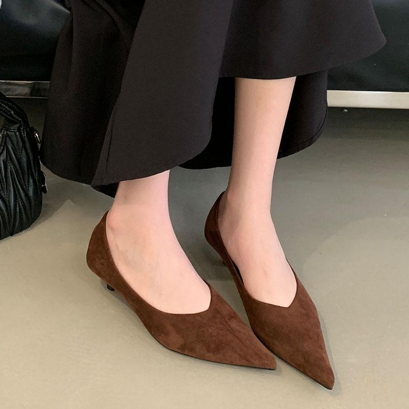 Fashion Female Slip On Footwear Women Low Heel Pumps Shoes Pointed Toe Fashion Shallow Ladies Thin Heel Shoes 2025 New