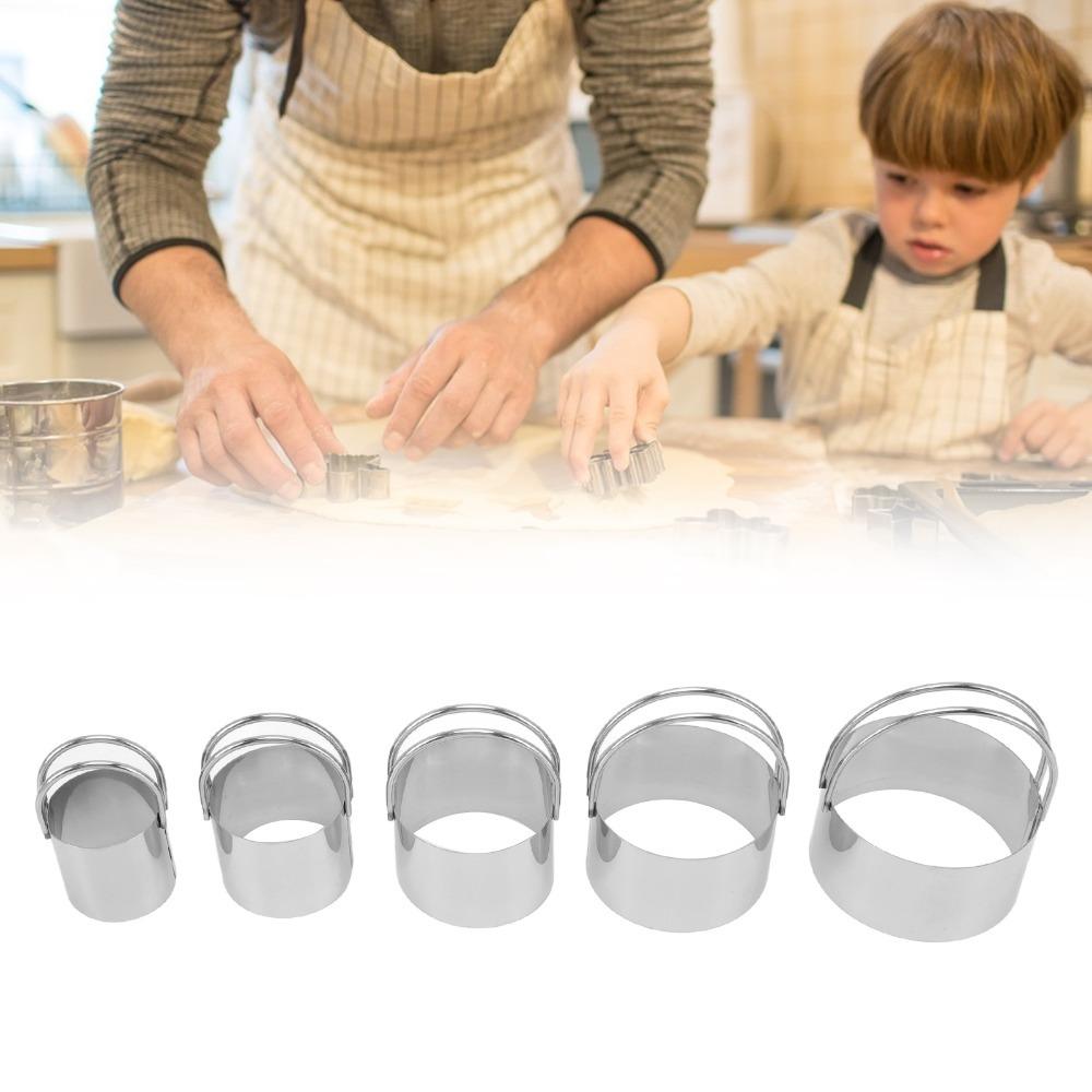 5pcs Stainless Steel Cookie Cutter Set Stainless Steel Cookie Cutters  Home Kitchen DIY Bakery Round
