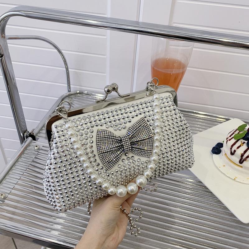 Módní diamantová mašle na večeři, dámská literární kapesní taška přes rameno