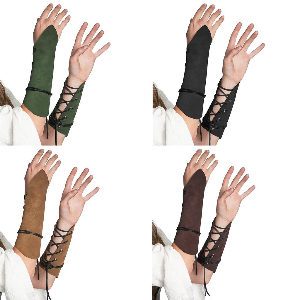 Vintage Nordic Viking Arm Cuff for Cosplay Parties Medieval SuedeFabric Arm Gauntlet Vintage Archery Armor Bracers
