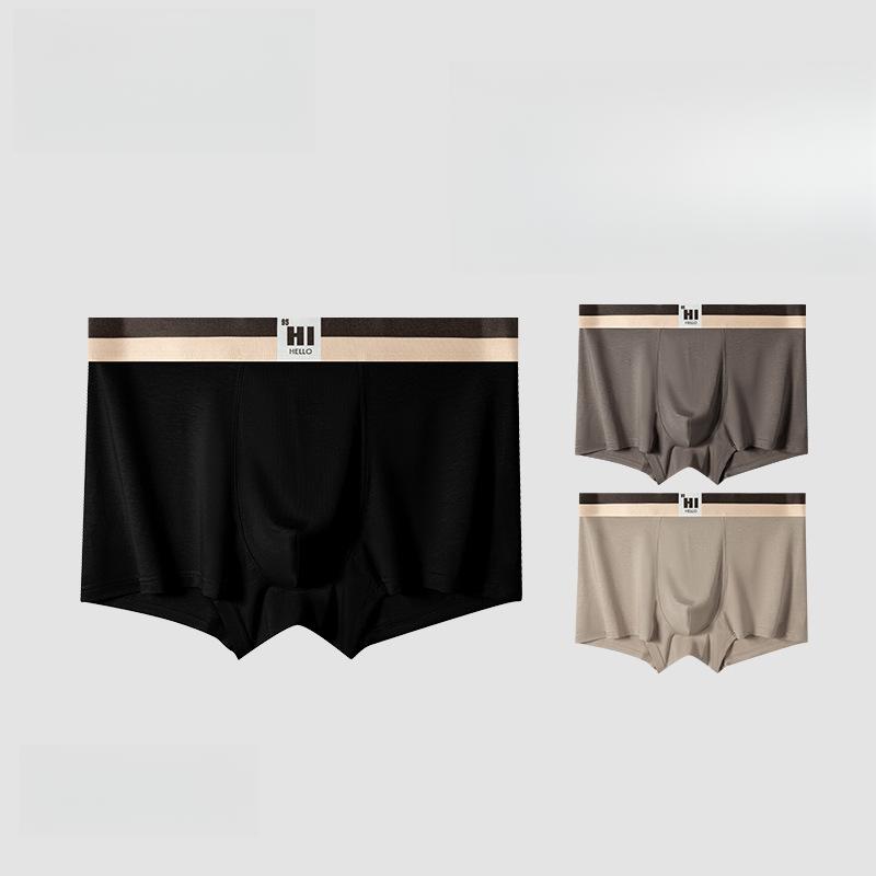 3pcs Men's Underwear Men's Youth Shorts Comfortable and Breathable Mid Waist Flat Angle Pants Boxer Brief