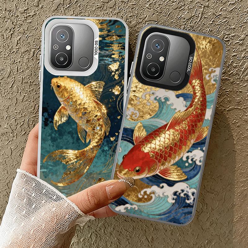 Golden Carp Lucky Koi Shockproof Phone Case for Xiaomi Poco X7 X6 X5 X3 Pro F7 Ultra M8 Redmi 15C 15 14C 13C 12C 10C 13 12 10