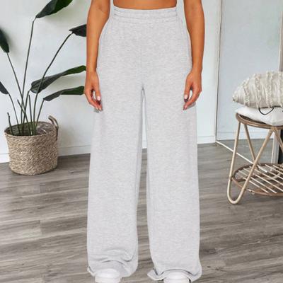 Yousheng Women Casual Pants Solid Color Wide Leg Trousers with Pockets Elastic High Waist Hip Hop Style Long Pants