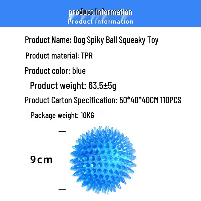 Durable Spiky Squeaky Ball Toy for Dogs - Bouncy, Chewing, Teething, Outdoor Fun, and Teeth Cleaning.