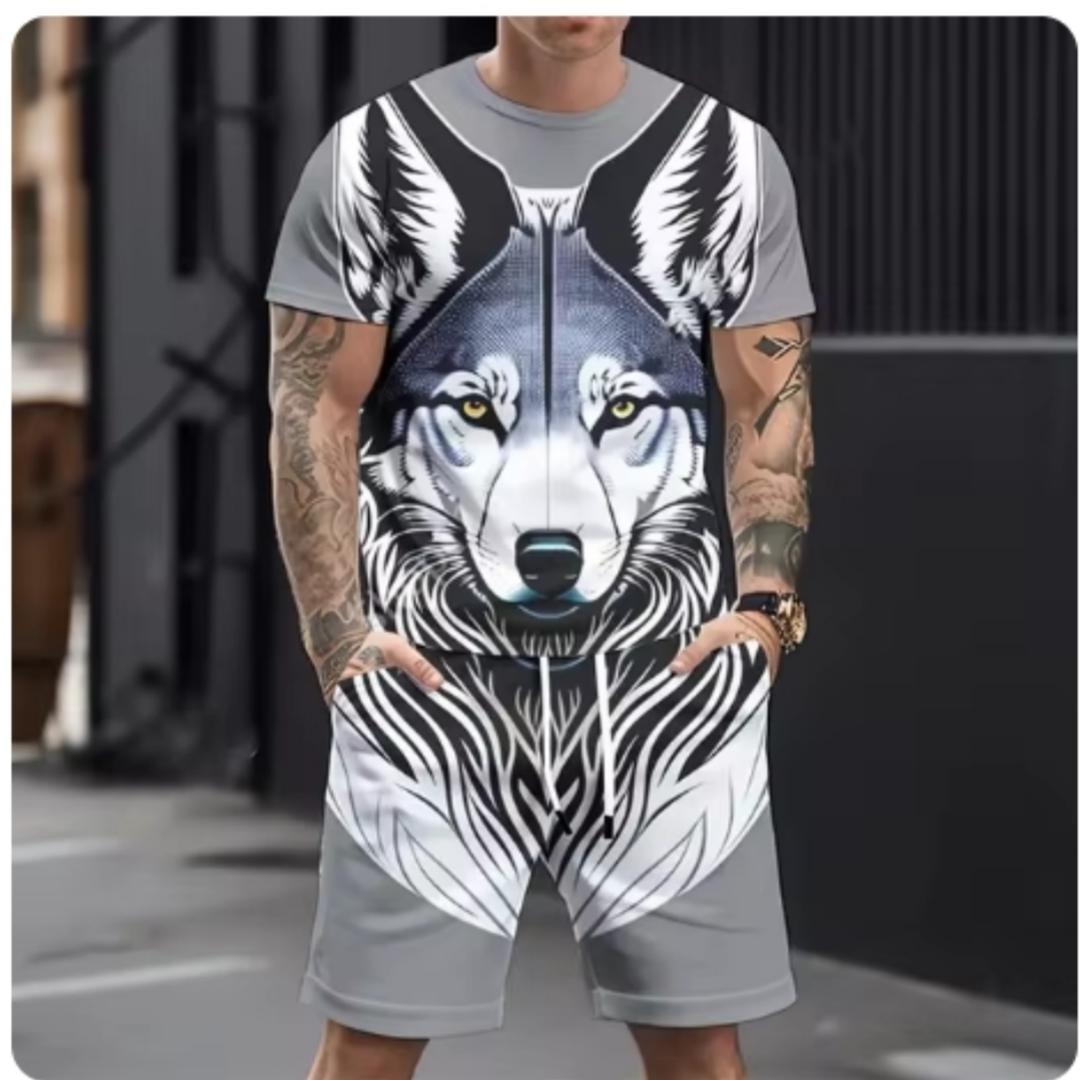 

Мужской повседневный спортивный костюм с принтом 3D свирепого волка, свободный мужской топ в стиле Y2K, летний повседневный дышащий костюм M