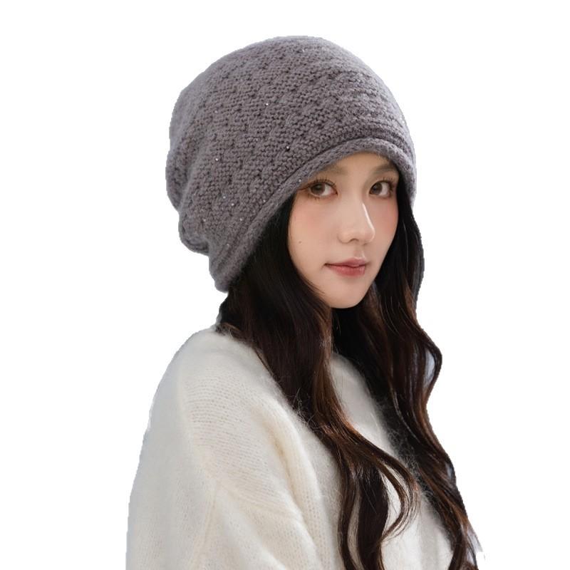 Fashion Versatile Winter Hat Women's Big Head Circumference Show Face Small Baotou Hat Ear Protector Warm Knitted Wool Hat