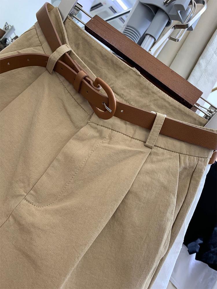 Women's High Waist Cotton Wide Leg Capris - Summer 2026 Korean Style Casual Shorts