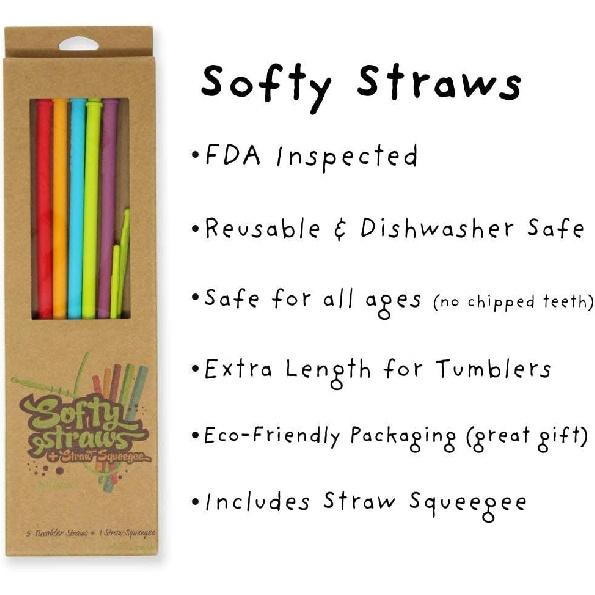 Long Silicone Straws With Stoppers for Tumblers - Slender Silicon Rubber Reble Drinking Straws for Simple Modern, Starbucks, Yeti, rTic, Acrylic 24