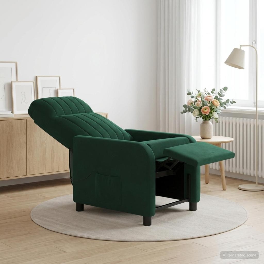 Massage Recliner Dark Green Velvet (V)