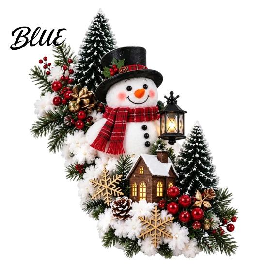 Holiday Entryway Stair Snowy Banister Decor Warm Sleigh Railing Garland Santa LED Lighted Decoration Pre-Lit