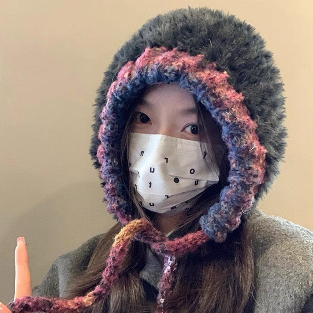 Warm Thickened Fashion Plush Hat Knitted Bonnet Caps Cute Bucket Hat  for Women Girls