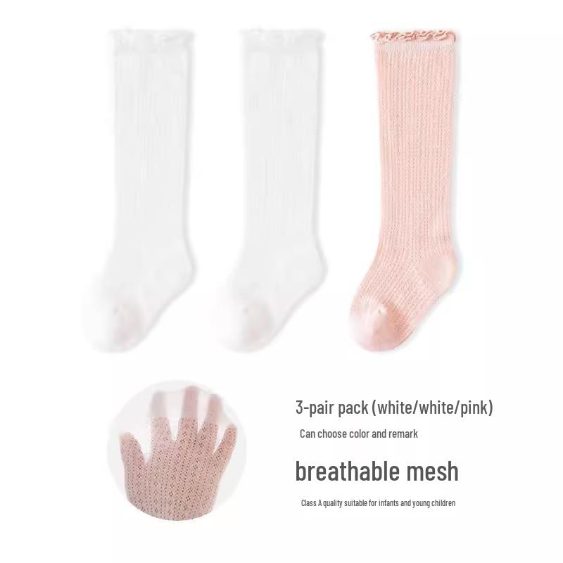 Kids' Candy Color Over-the-Knee Socks - Spring/Summer Breathable Mesh, Combed Cotton Long Socks