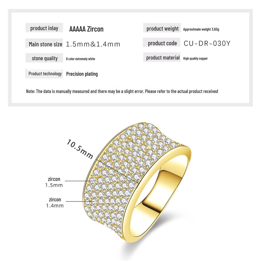 Dámský prsten s více diamanty, kulatý - Tři řady, Módní, Lehký luxus, Exkluzivní, Nejprodávanější, Niche módní doplněk.