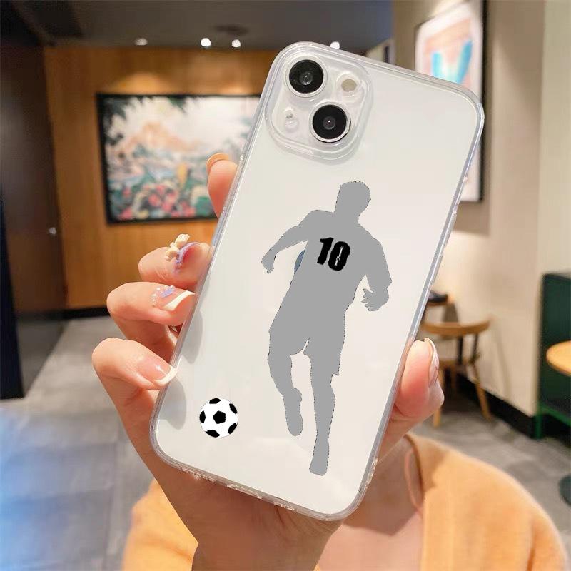 

Football Player Soccer Art Luxury Transparent Soft Phone Case For iPhone 15 14 13 12 11 Pro Max XS X XR 7 8 Plus Cover Fundas iPhone 11