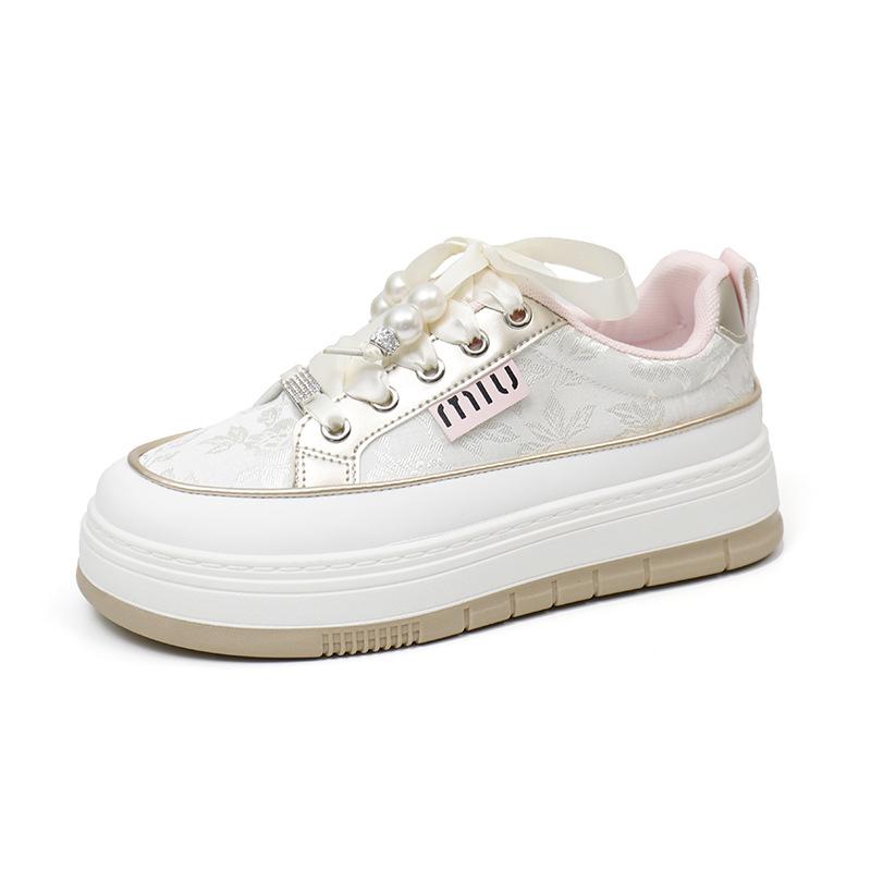 White Shoes for Students Women Trendy Summer New Platform Height Increasing Breathable Casual Shoes Street Shot