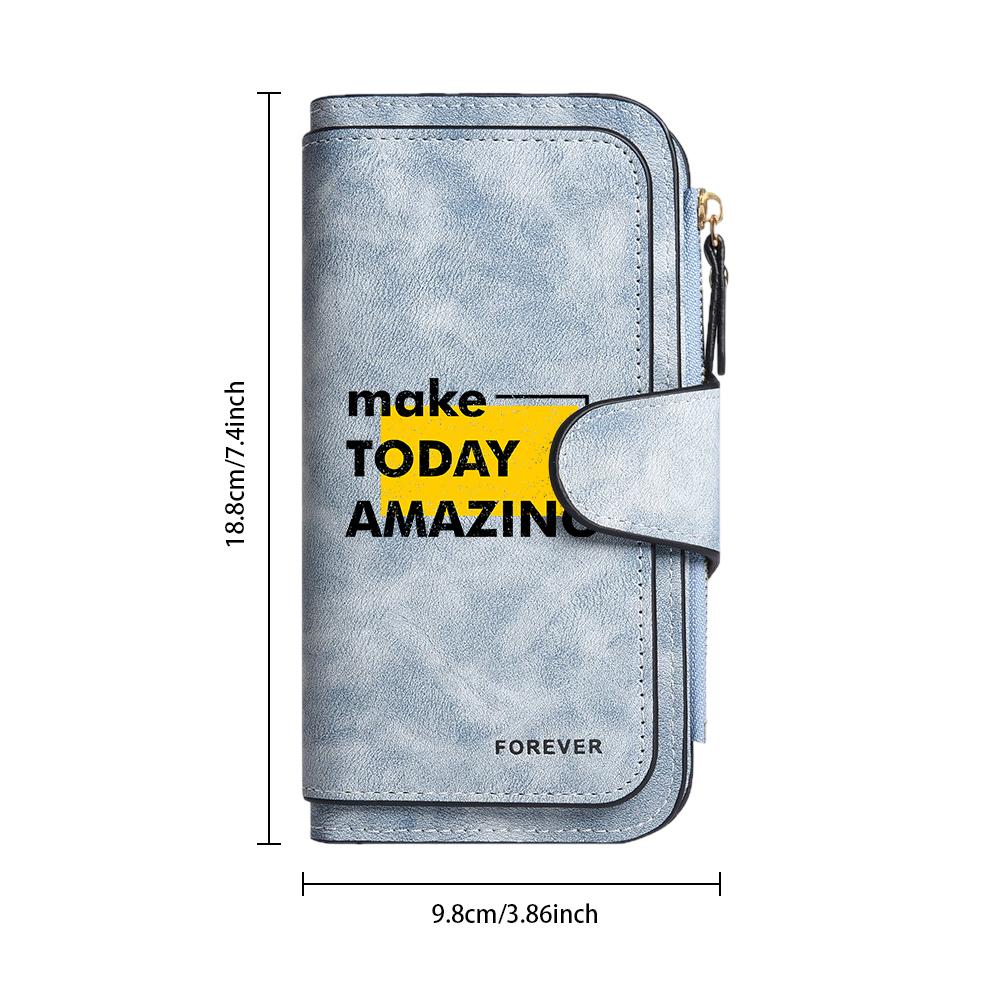Stylish Long Wallet Elegant Card Holder Durable Slim Purse with Zipper Pocket