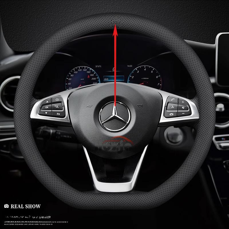 Car Leather Steering Wheel Cover for Mercedes-Benz GLE S GLE GLS G GL CL ML R SL GLK 400 450 500 350 320 580 38cm Accessories