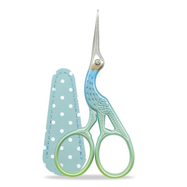 

2PCS Embroidery Scissors Set Small Stork Scissors Stainless Steel Scissors with Leather Scissors Cover for DIY Needlework Tool