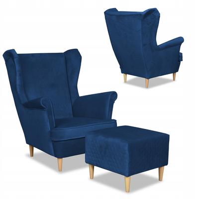 Angelo Wing Chair with Footrest Scandinavian Dark Blue