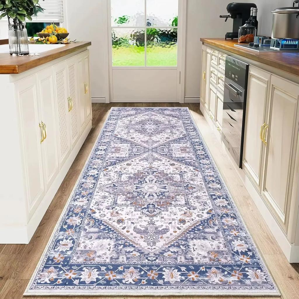 Bohemian-Style Rug Stain-Resistant Non-Slip Kitchen Laundry Room Floor Mat Entrance Hallway Corridor Rug Home Decor