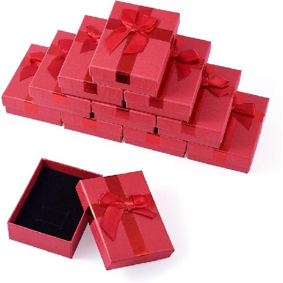 Craftdady 12 Pack Light Sky Blue Jewelry Boxes, Small Rectangle Paper Jewelry Present Boxes with Lids Bowknot Necklace Pendant Ring Earring Packing