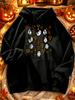 Unisex Hoodie, Halloween Ghosts And Candelabra Pattern, Pullover Sweatshirt, Casual Funny Style, Autumn Winter Party Wear, Front Pocket Design
