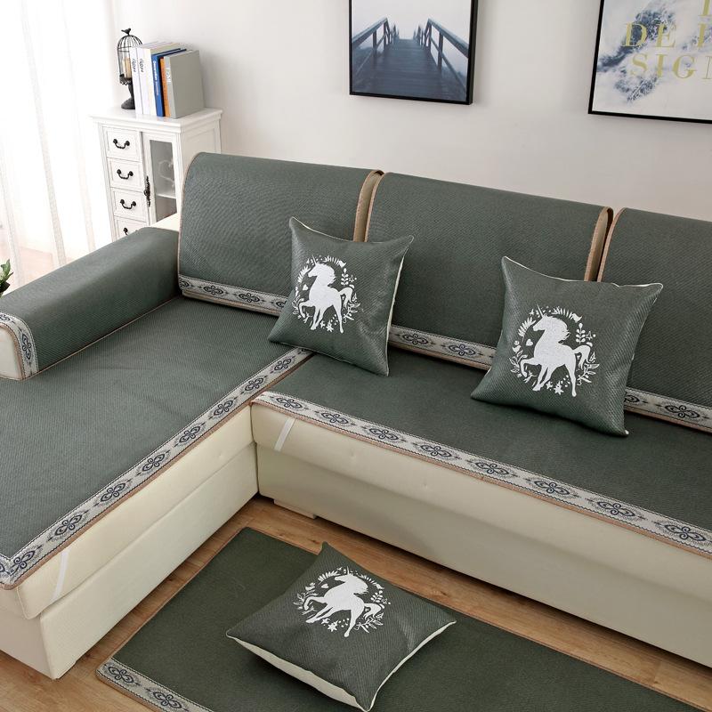 

Летняя подушка для дивана, коврик, подушка, простой однотонный летний коврик из ротанга для гостиной, нескользящий чехол для дивана 60*60