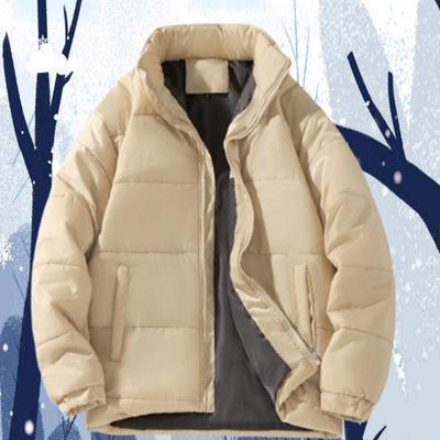 Men's Down Jacket Autumn Winter Solid Color Trend Versatile Outdoor Camping Stand Collar Coat Men's Cotton Clothing Yasheng