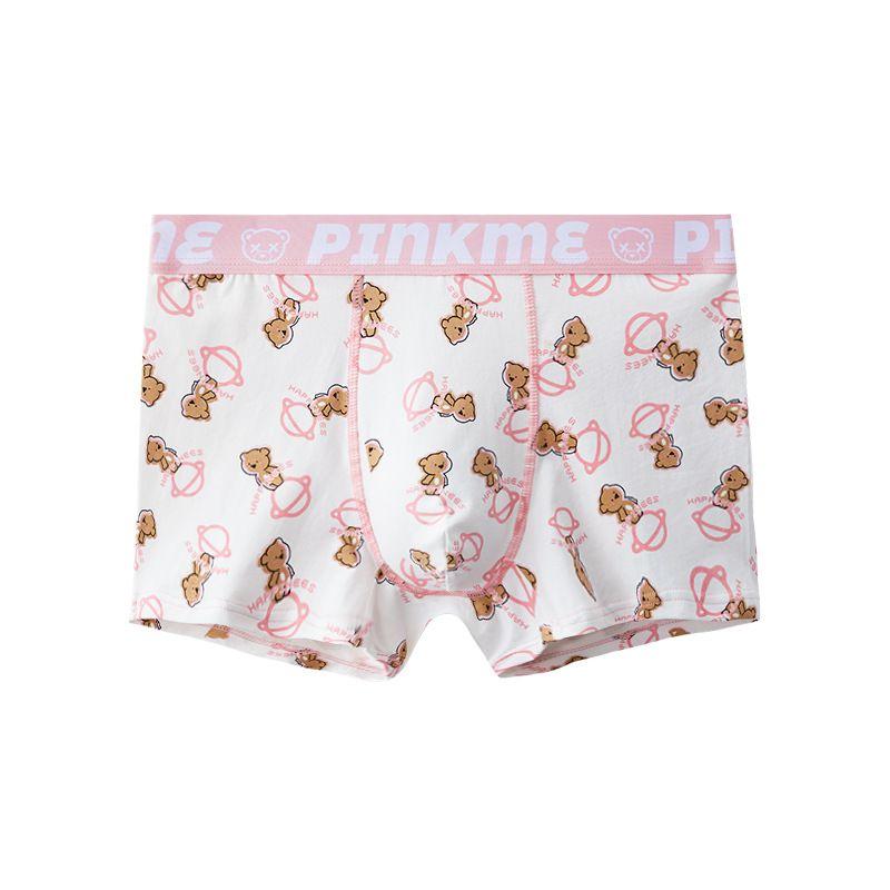 Men's Loose Underwear Boxer Briefs Plus Size Sexy Ultra-thin Breathable Underpants Pink Cartoon Bear Seamless Panties Short