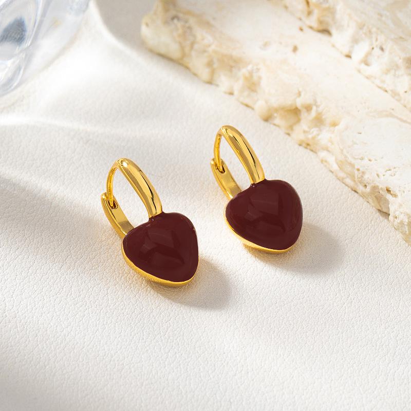 Reversible Maillard Zircon Geometric Square Ear Cuffs with Drip Glaze Design