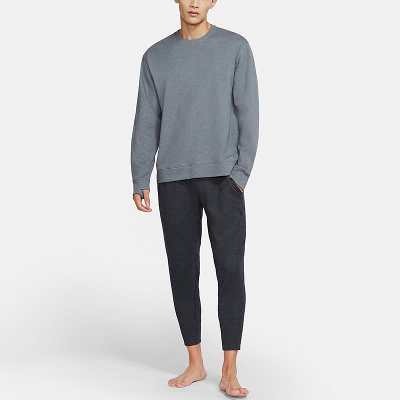 Nike Yoga Solid Color Crew Neck Pullover Sweatshirt Men Tops Gray CU6246-068