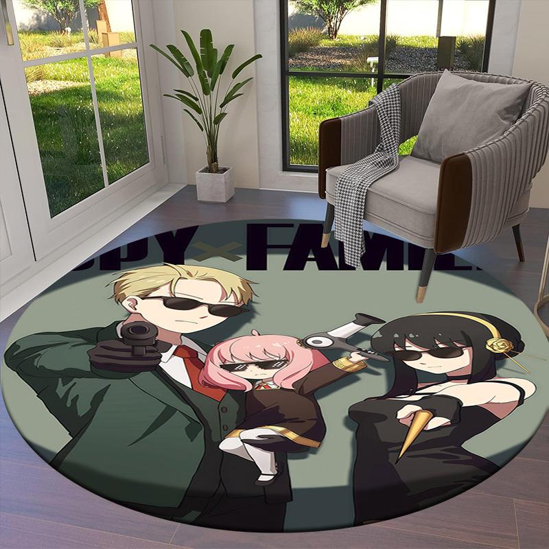 Spyfamily Round Area Rug Carpet Rug For Living Room Bedroom Sofa Playroom Decor Nonslip Floor Mat