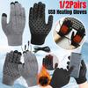 1/2Pairs USB Electric Heated Gloves Windproof Thermal Knitted Gloves 3-Finger Touch Screen Motorcycle Gloves for Outdoor Riding