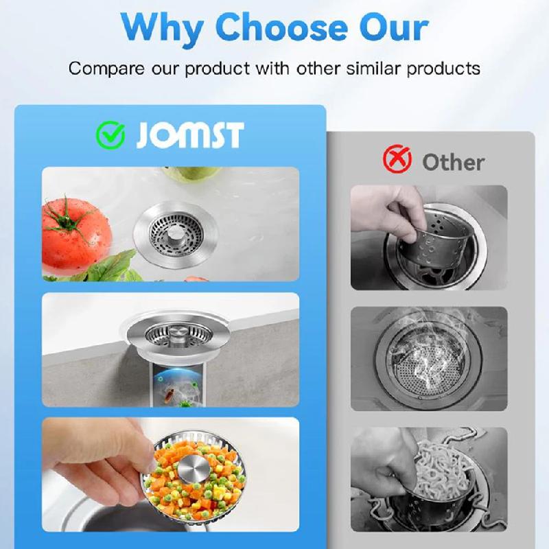 Stainless Steel Sink Pop-up Drain Basket Kitchen Sink Bounce Core Plug Anti-odor Leakage Stopper for Vegetable Washing Basin