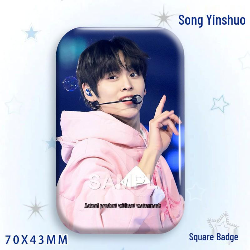 Stone Song Bajiji Laser Square Badge: Star Idol Brooch Pendant