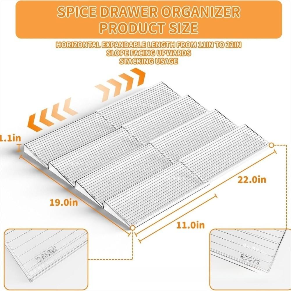 2pcs Drawer Tray Drawer Spice Organizer Stackable Transparent Display Rack  Kitchen