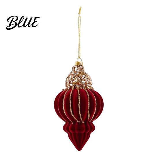 Lightweight Flocked Tree Hanging Soft Edging Retro with Gold Ornaments Christmas Red Velvet Flocking Fabric