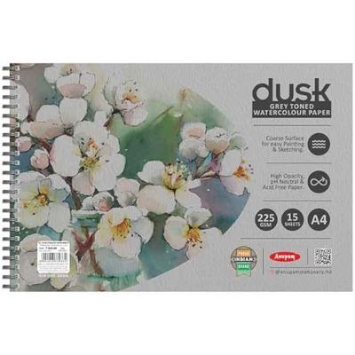 Anupam Dusk Grey Watercolour Paper Book - Cold Pressed - Wiro Bound - 225 Gsm - 15 Sheets - A4
