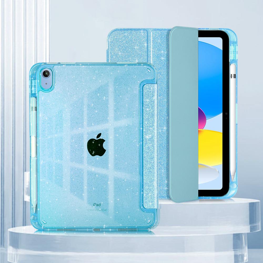 Voor iPad A16 Hoes 11 10e Generatie Met Potloodhouder Funda voor iPad Air 11 M3 M2 Smart Cover voor iPad Air 4 5 Glanzende Hoes iPad Air 11 M2 M3 blue