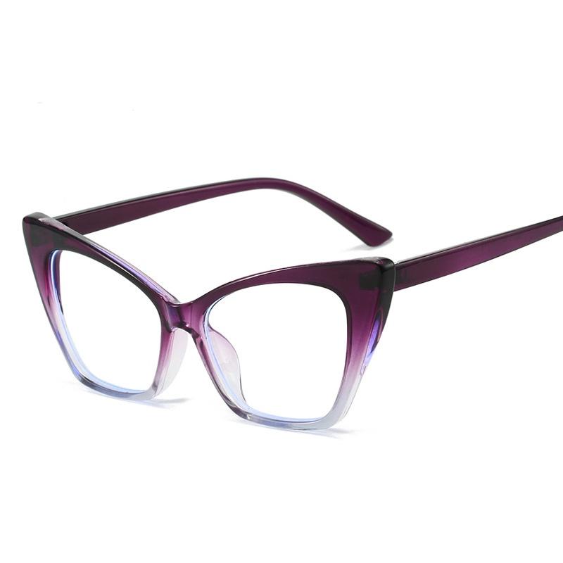 Women Cat Eye Glasses Fashion Retro Anti Blue Light Large Frame Color Computer Eyeglass Luxury Brand Design Decorative Eyewear