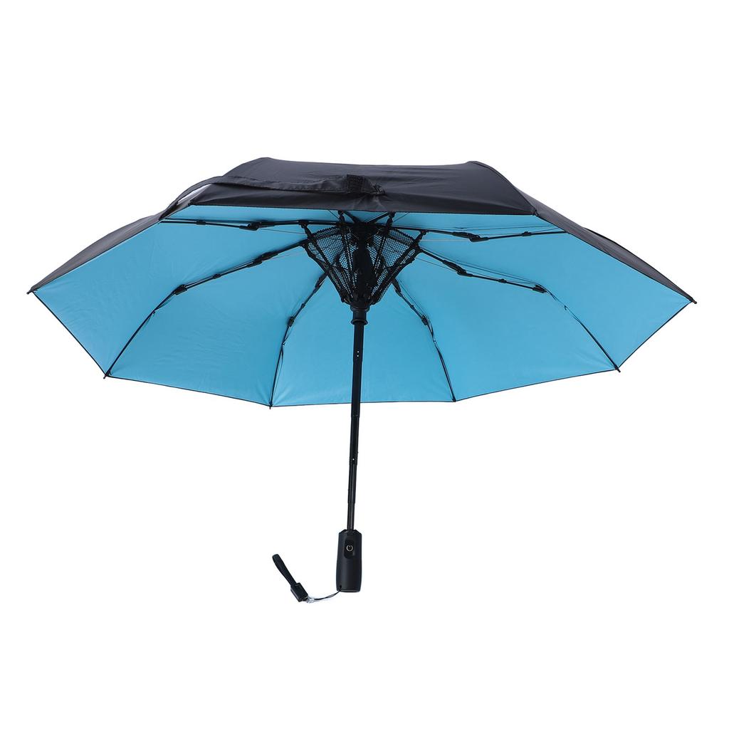 Sun Umbrella with Fan 190T Vinyl Cloth Fiberglass 8 Ribs 2600mAh Battery USB Rechargeable Foldable