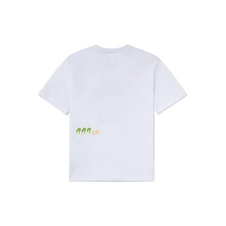 Li Ning Cartoon Hot Pot Letter Round Neck Casual Short Sleeve T-Shirt Men Tops Standard-White AHSS569-1