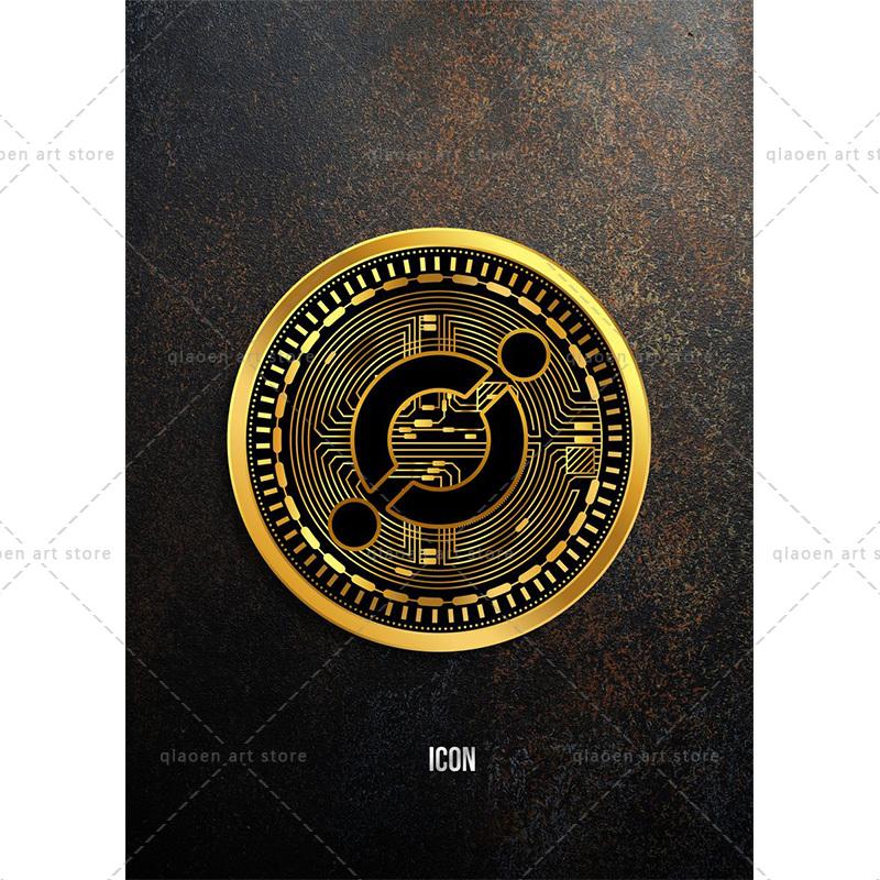 Abstract Golden Bitcoin Monero Cardano Canvas Painting Nordic Modern Wall Art Poster Print Pictures for Room Interior Home Decor