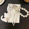 1Pcs Handbag Keychain New Imitation Pearl Cat Mobile Phone Chain Gift Hanging Ornament Pendant Women Girls