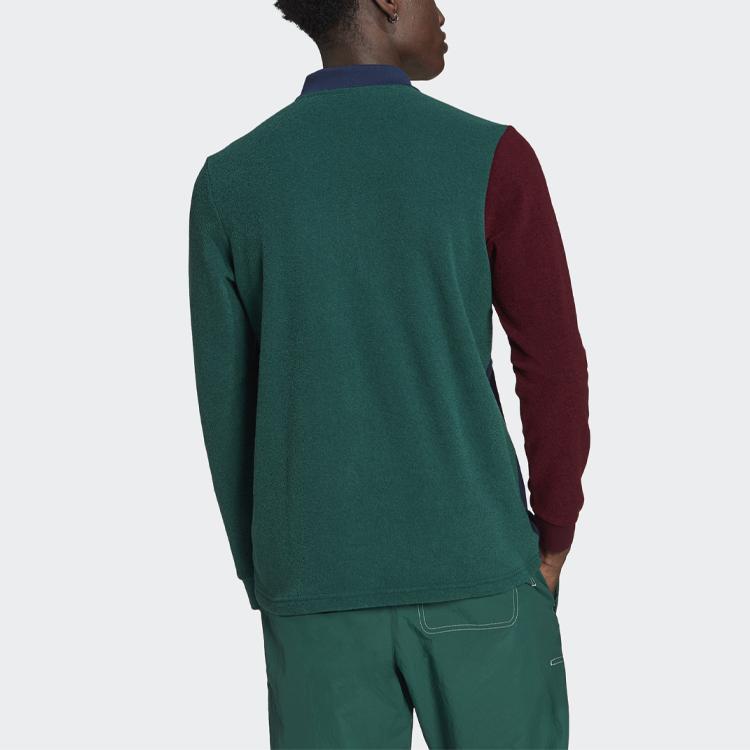 Adidas Originals Trefoil Crest Long Sleeve Polo Shirt With Embroidered Badge And Partial Placket Men Tops Multicolor H32142