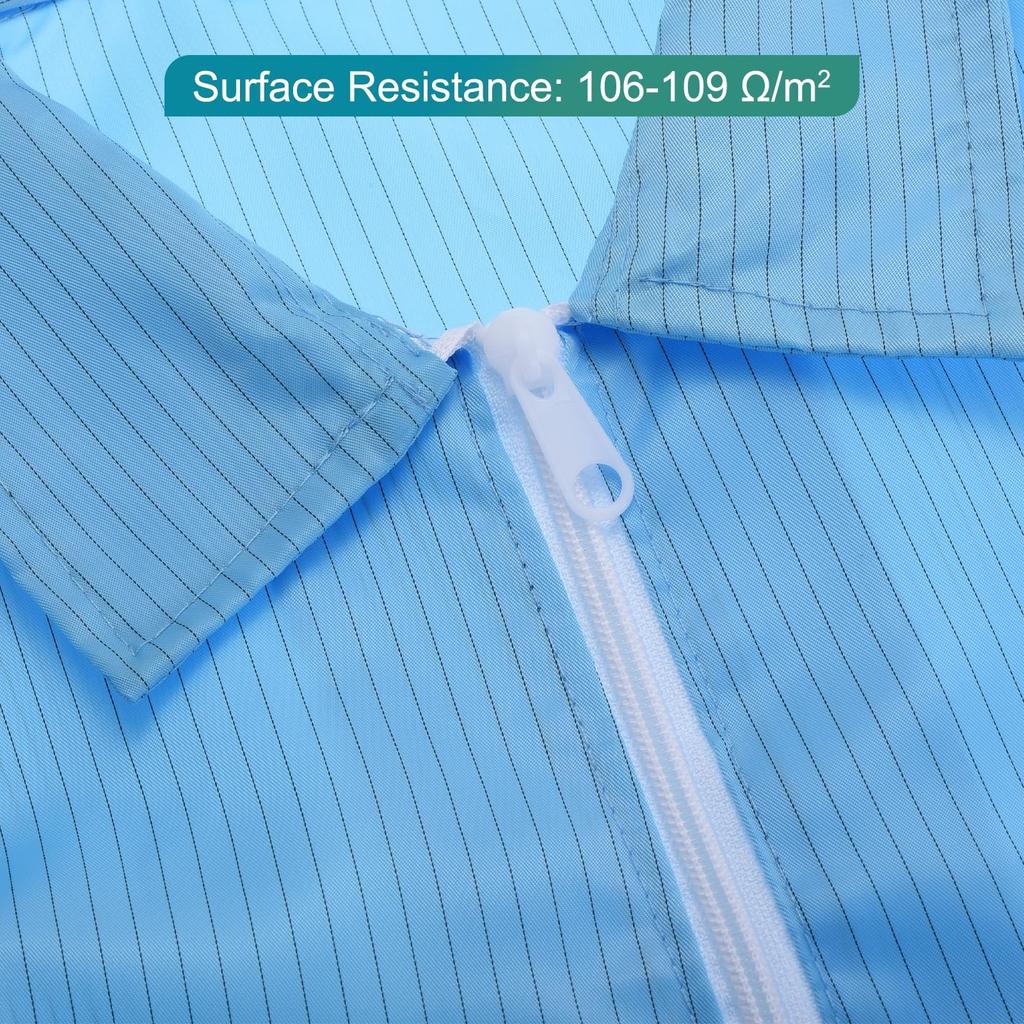 Uxcell ESD Lab Coat, Anti-Static Clothing, Scientific Jacket with Cuffs, Lapel Collar, and Hat, Uniform, Unisex (Blue, 3XL)